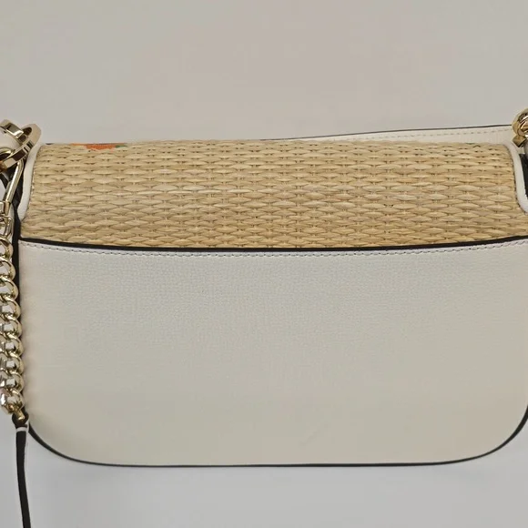 NEW Kate Spade Phoebe Embroidered Straw Flap Crossbody Shoulder Bag, Meringue - Picture 6 of 12